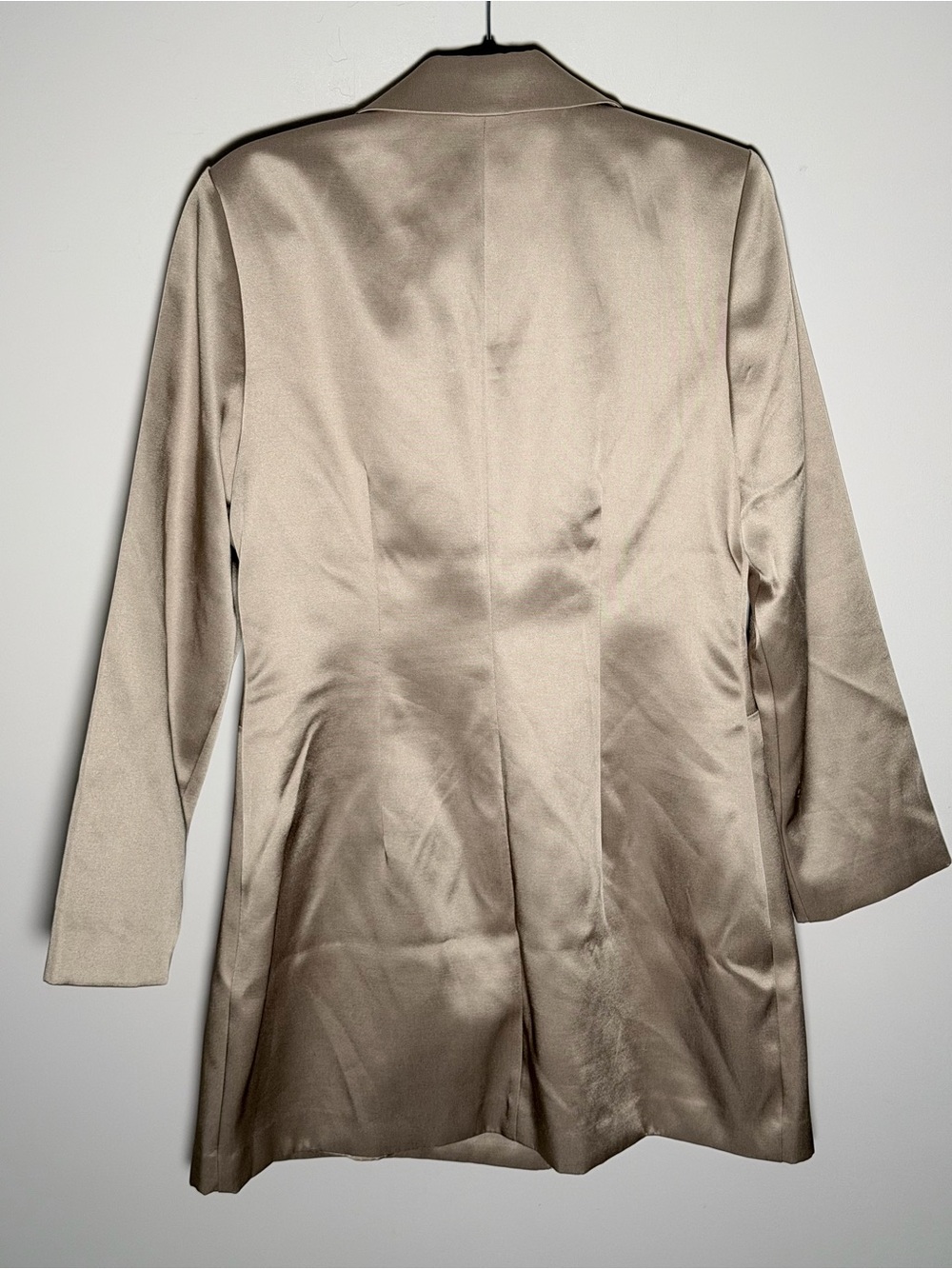H&M Champagne Double Breasted Satin Dress/Blazer Jacket Sz M - Picture 8 of 13